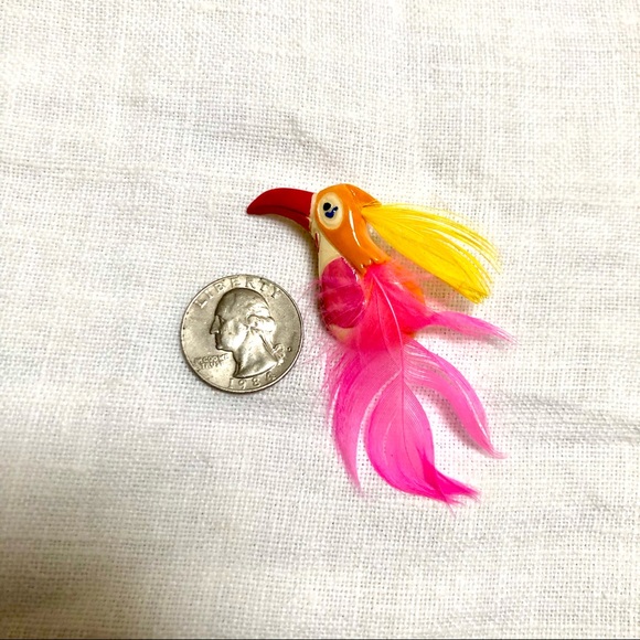Vintage 1980s bird pin colorful brooch - Picture 3 of 7